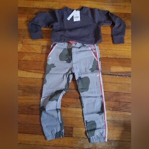 Gray and Green Camouflage Kids Outfit